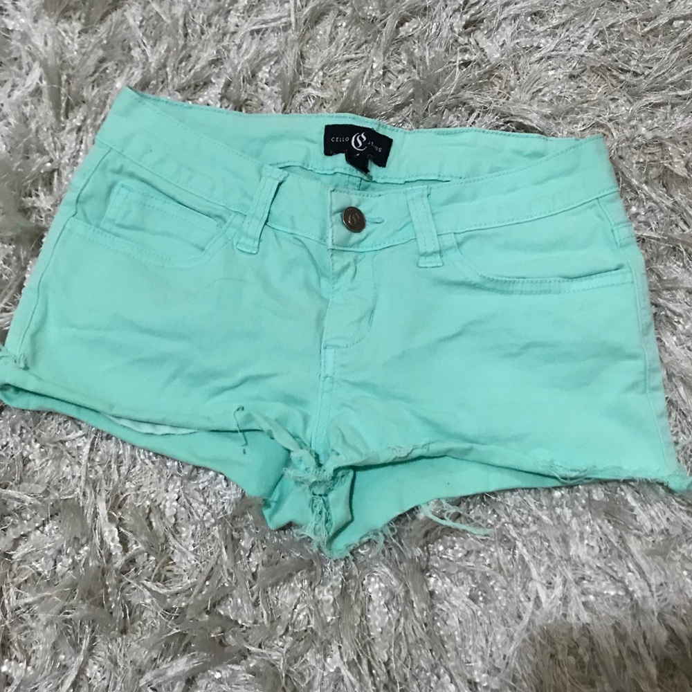 Low rise turquoise shorts